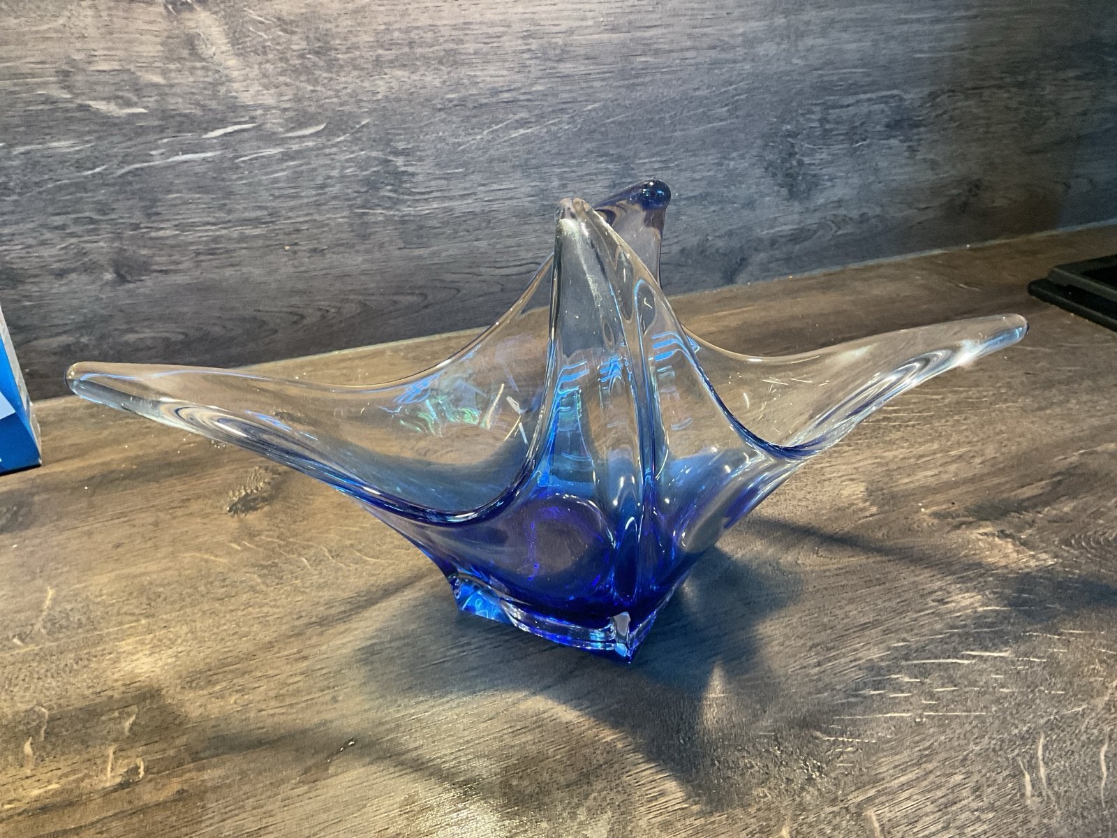 Mooie Murano schaal blauw glas, Ophalen of Verzenden