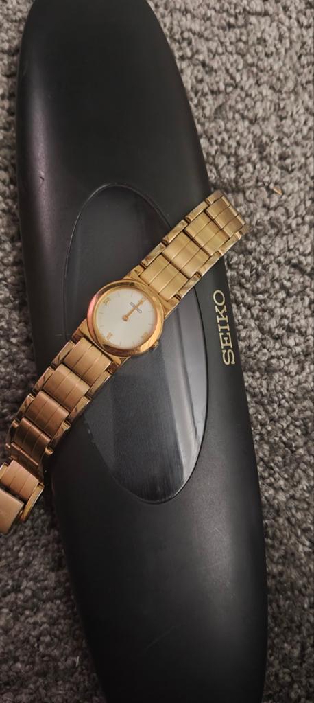 Vintage seiko horloge goudkleurig, Gebruikt, Staal, Polshorloge, Ophalen of Verzenden