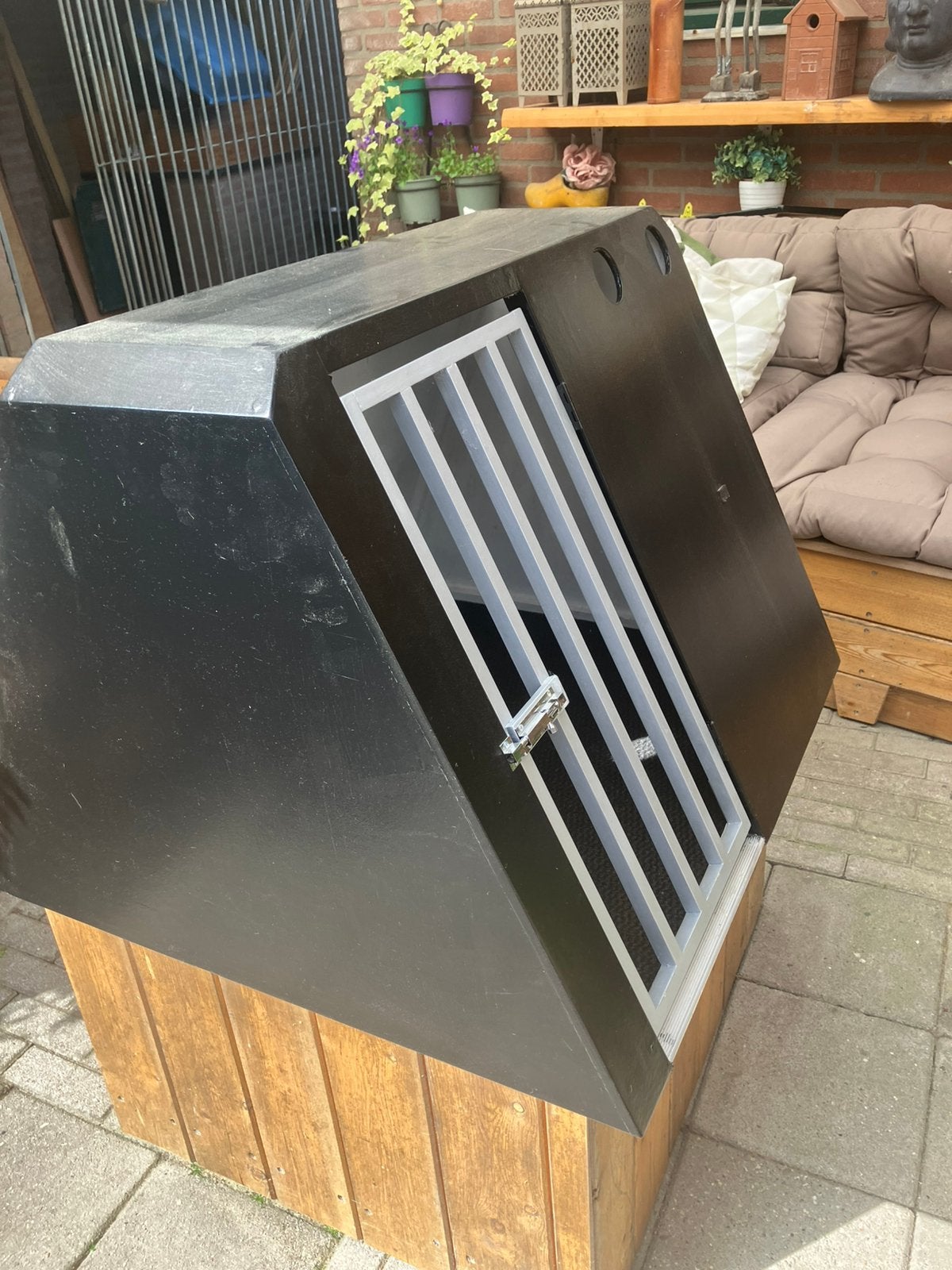 Houten honden transport kooi voor middel grote hond, Ophalen, Gebruikt, 65 tot 100 cm, Hondenhok