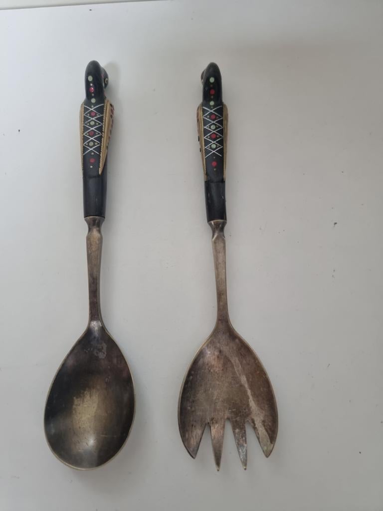 Antiek lepel en vork, Ophalen of Verzenden