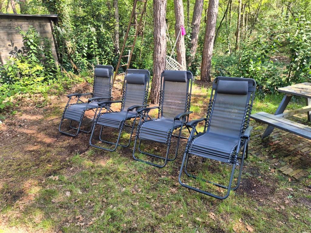 4x Verstelbare Relaxstoelen - Tuinstoelen, Tuin en Terras, Tuinstoelen, Ophalen, Gebruikt, Metaal, Inklapbaar