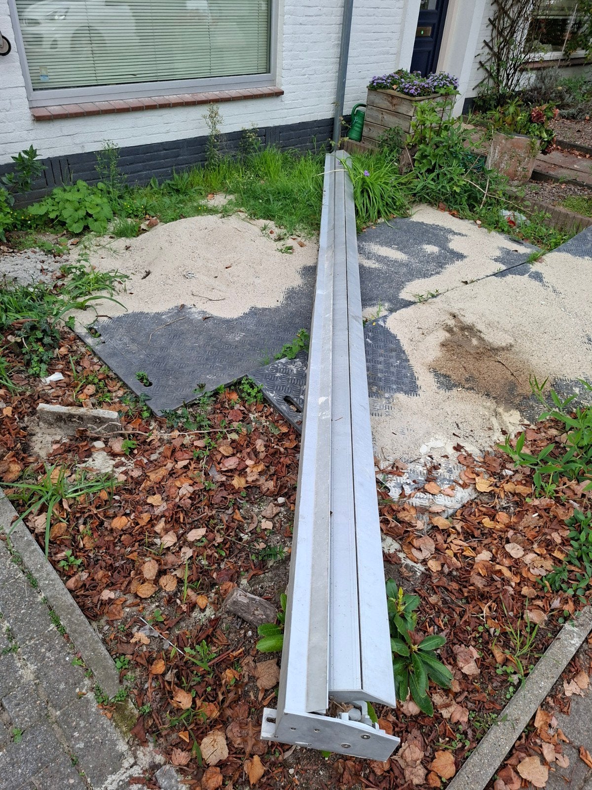 elektrisch luifel 4.5 meter lengte  kleur doek groen wit, Tuin en Terras, Ophalen, Gebruikt, Elektrisch, 150 tot 300 cm