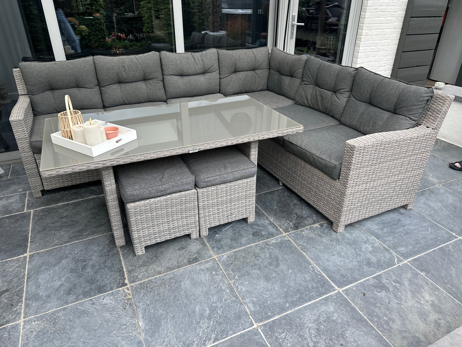 Domani Beluga Wicker Dining Loungeset Grijs, Ophalen, 6 zitplaatsen, Zo goed als nieuw, Loungeset