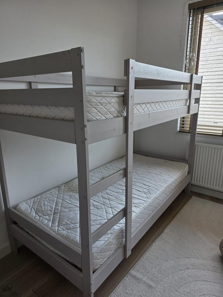 Ikea stapelbed met matrassen, Huis en Inrichting, Slaapkamer | Stapelbedden en Hoogslapers, Ophalen, Gebruikt, 90 cm, Tweepersoons