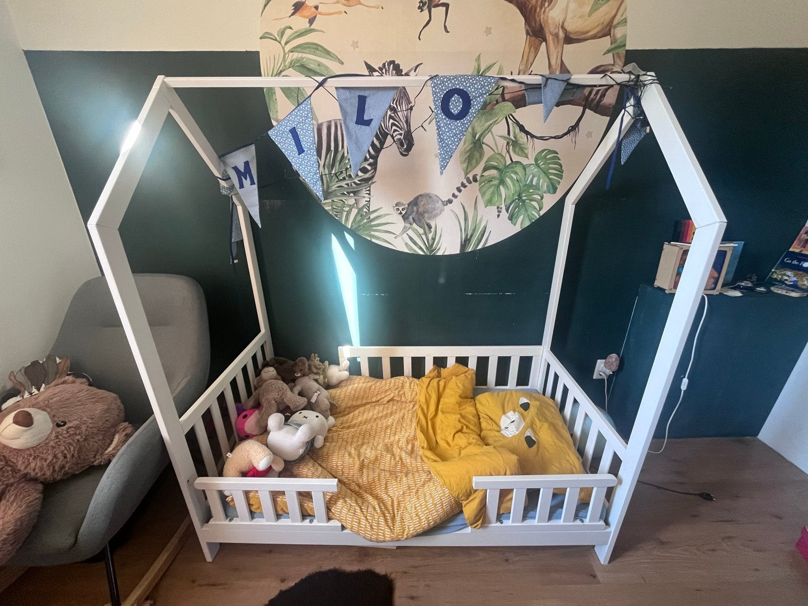 Leuk peuterbed inclusief matras, Ophalen, Gebruikt, 70 tot 85 cm, 140 tot 160 cm