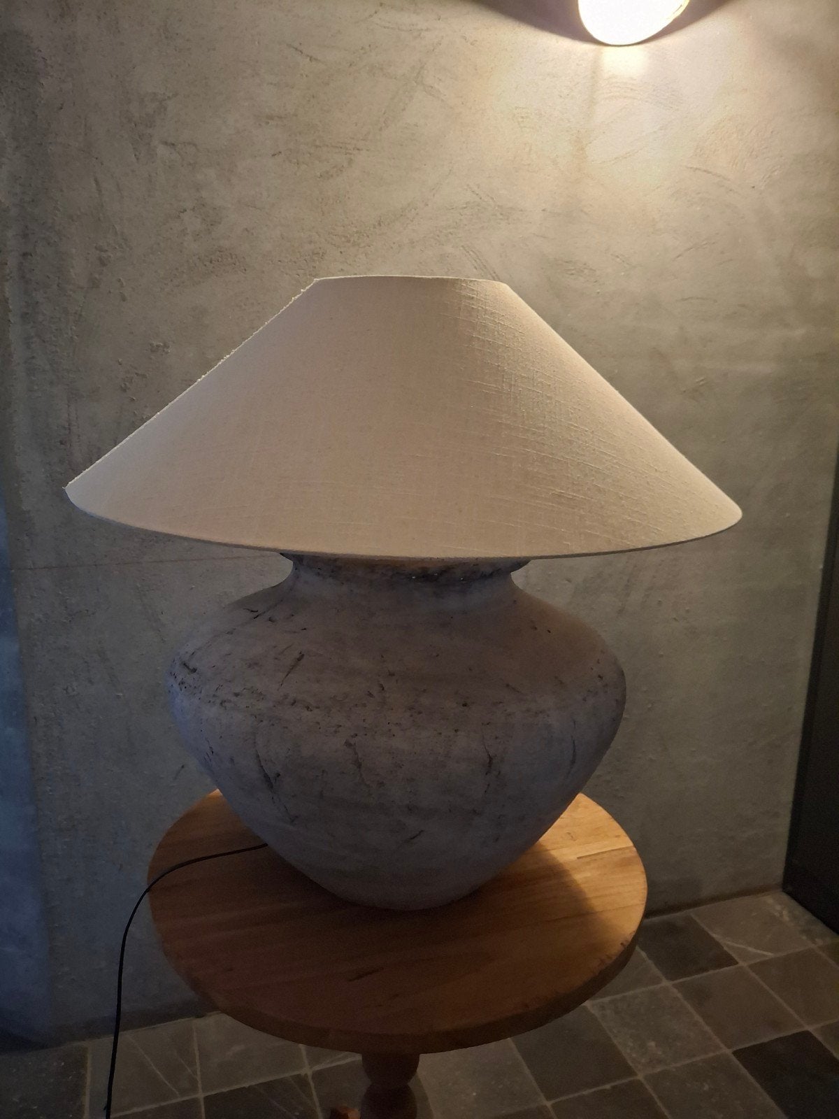 Kruiklamp, tafellamp met linnen kap, Huis en Inrichting, Lampen | Tafellampen, Ophalen, Rustiek, Landelijk, Bohemien, 50 tot 75 cm