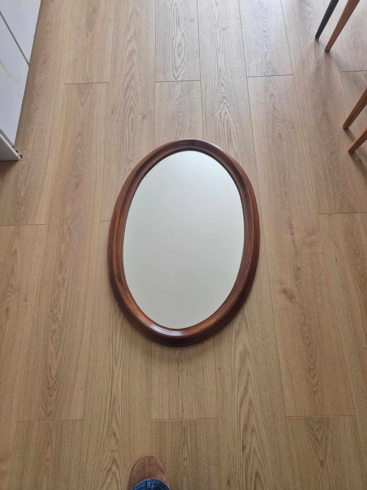 Ovale spiegel met houten lijst, Ophalen, Ovaal, 50 tot 100 cm, Minder dan 100 cm