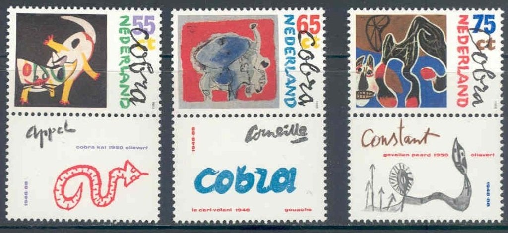 Nederland 1988 - nvph 1408-1410 - kunstbeweging Cobra -abw, Ophalen of Verzenden, Na 1940, Postfris