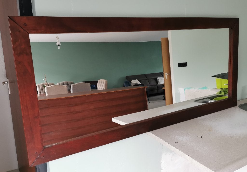 Spiegel met kersenhouten lijst, Ophalen, 125 cm of meer, Zo goed als nieuw, Minder dan 100 cm