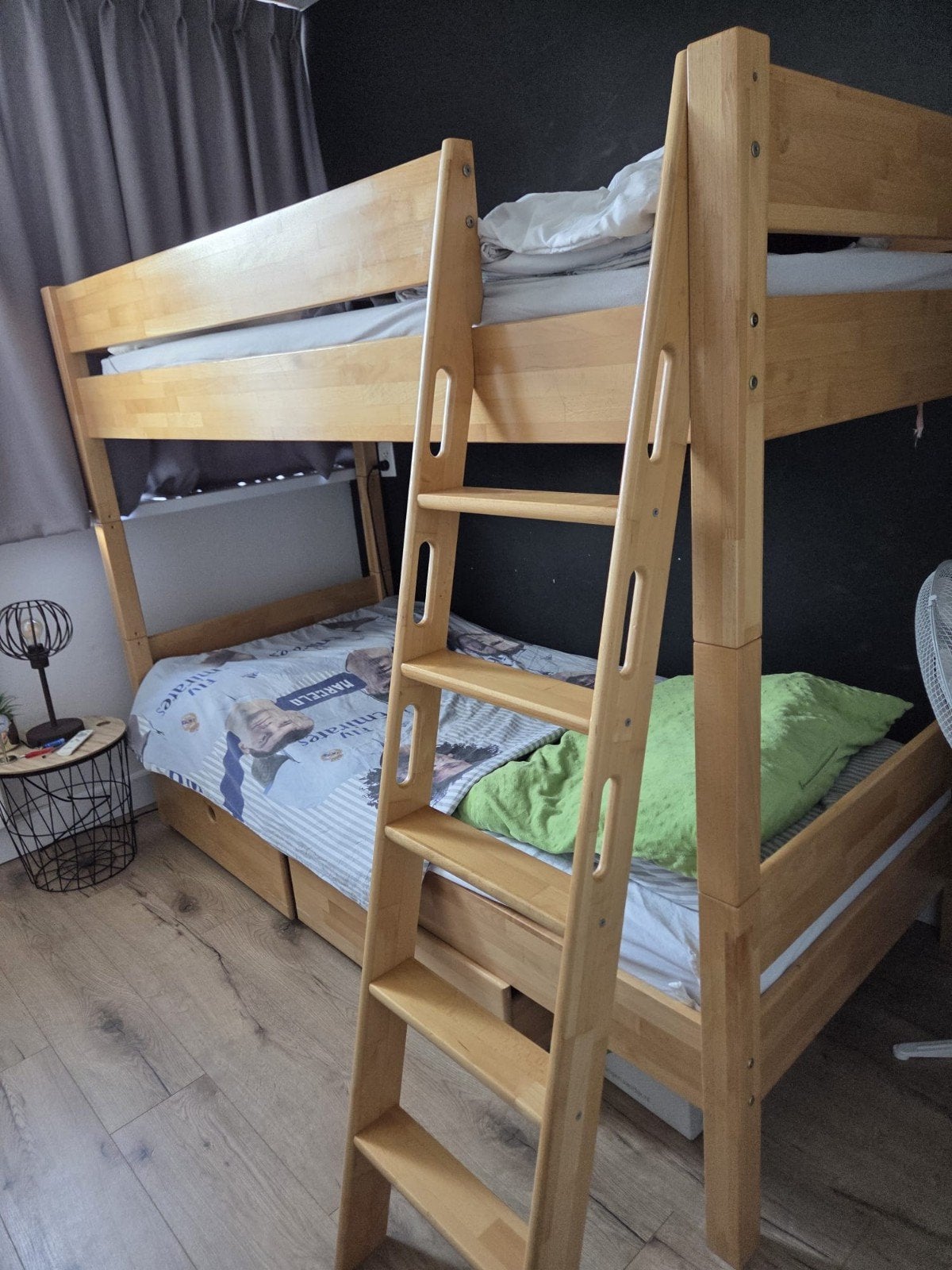 Houten stapelbed 90x200 cm - Natuurlijk hout, Ophalen, Gebruikt, 90 cm, Tweepersoons