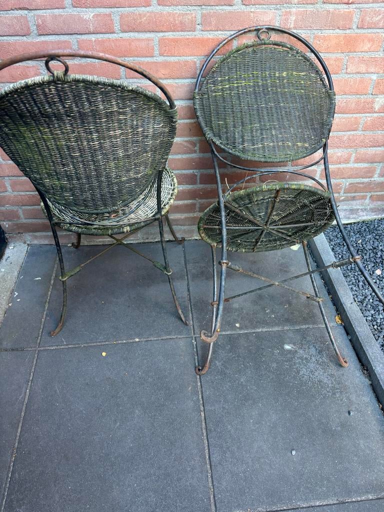 Set van 2 Brocante Rotan Stoelen - Vintage Tuinstoelen, Ophalen