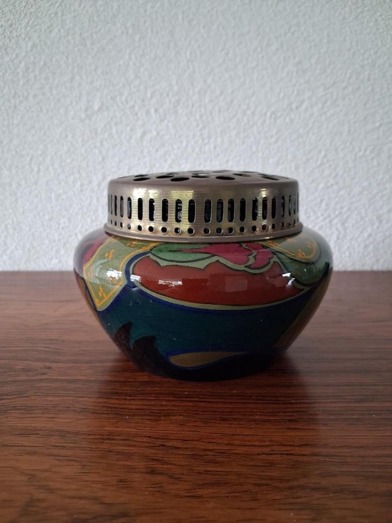Art Deco rozensteker/ Pick fleur Gouds plateel, Antiek en Kunst, Ophalen of Verzenden