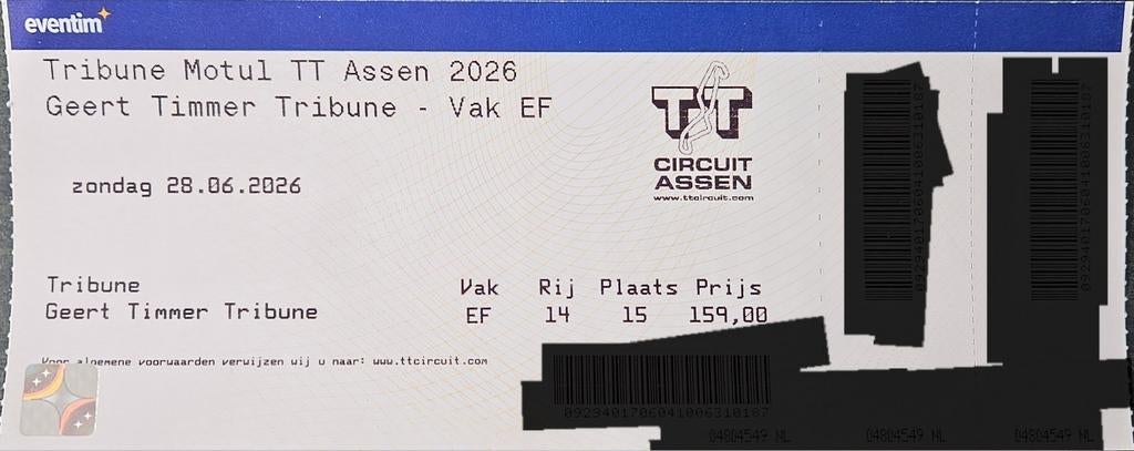 TT Assen kaart 2026, mooiste plaats!, Tickets en Kaartjes, Eén persoon, Juni