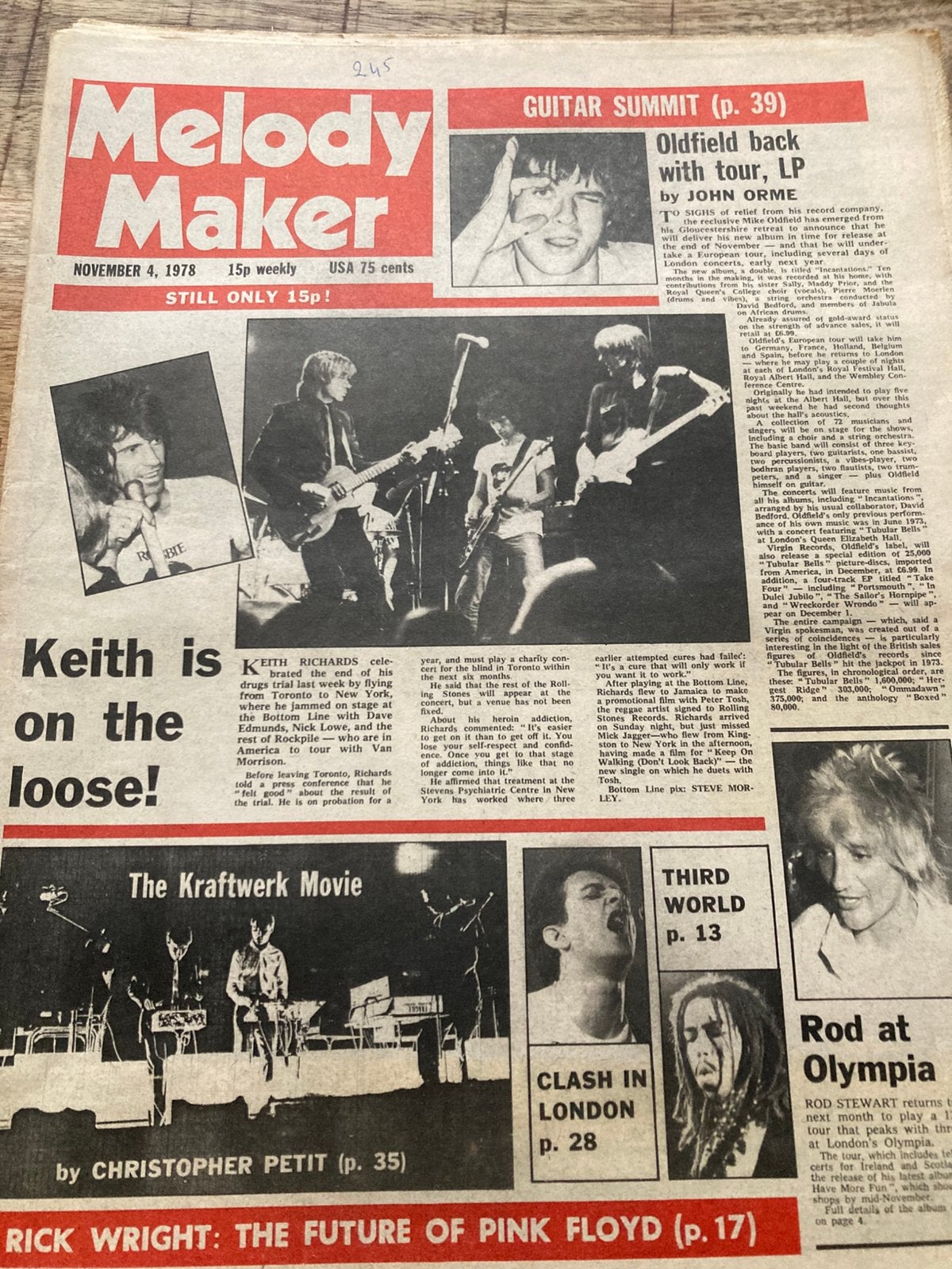 MELODY MAKER 1978 KRAFTWERK Pink Floyd PAVLOVS DOG HAWKLORDS, Ophalen of Verzenden, Gelezen, Muziek, Film of Tv