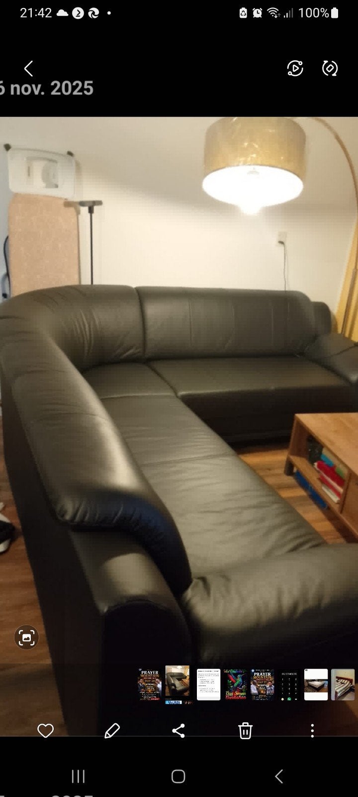 Zwarte Leren Hoekbank - Comfortabel en Stijlvol, Ophalen, Zo goed als nieuw, Leer, Modern, Comfortabel