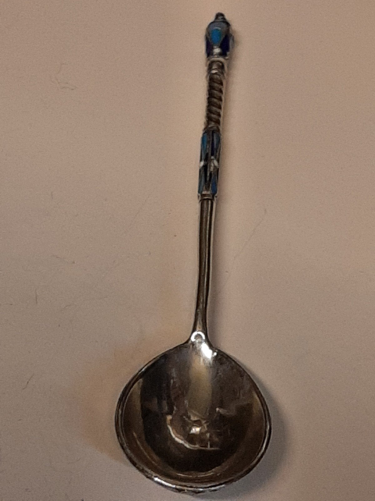 Antieke Russische zilveren lepel met emaille (84 zolotnik), Ophalen of Verzenden