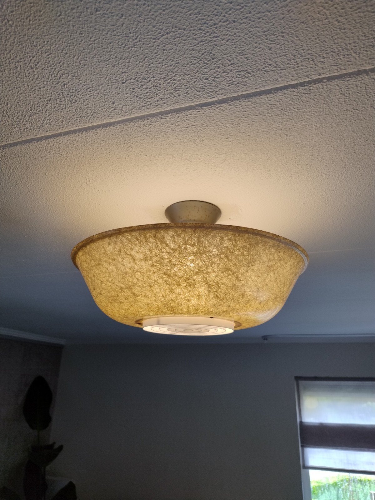 Louis Kalff retro glasfiber plafondlamp - Gave staat, Huis en Inrichting, Beige, Kunststof, Gebruikt, Vintage