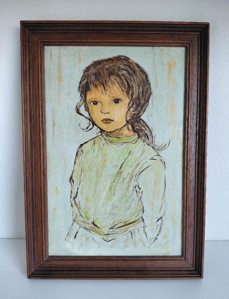 Schilderij van meisje, Antiek en Kunst, Ophalen of Verzenden, Figuren