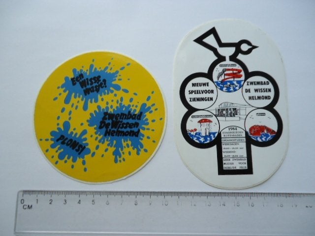 sticker 1984 Zwembad DE WISSEN helmond vintage zwemmen, Verzamelen, Verzenden, Zo goed als nieuw