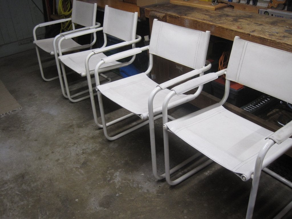 Retro vintage buisstoelen 4x metaal wit, Ophalen, Gebruikt, Wit, Vier