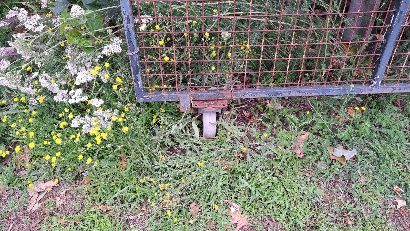 Poort metaal met steunwiel L 270 H 115 op steunwiel, Ophalen, Gebruikt, Overige typen, ?