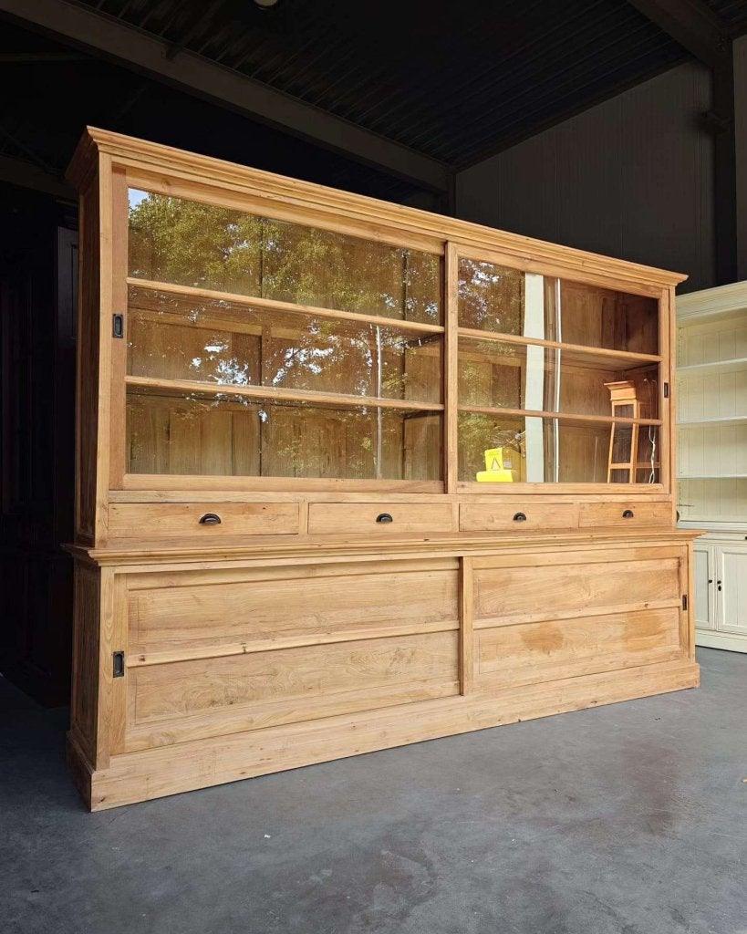 310cm brede winkelkast | Teakhouten buffetkast #0612, Gebruikt, -, 200 cm of meer, 75 cm of meer