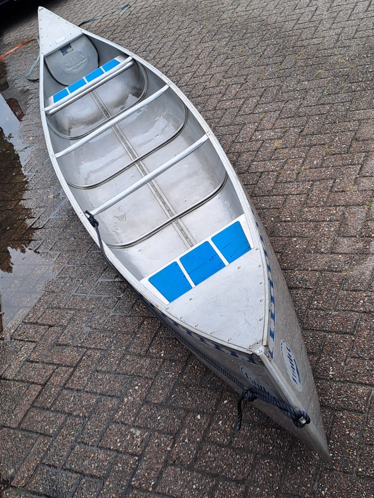 canadese aluminium Linder 525, Watersport en Boten, Kano's, Ophalen, Gebruikt, Canadese kano of Open kano, Met peddels