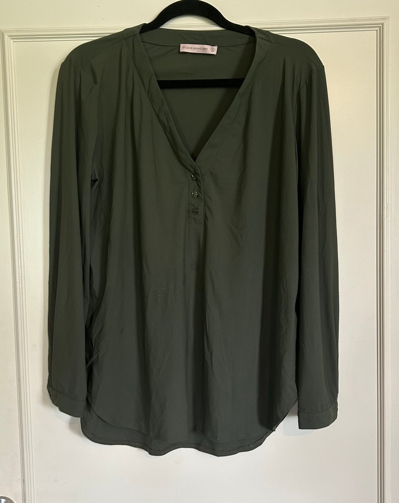 Groene, khaki Studio Anneloes blouse in maat S, Verzenden, Zo goed als nieuw, Maat 36 (S), Groen