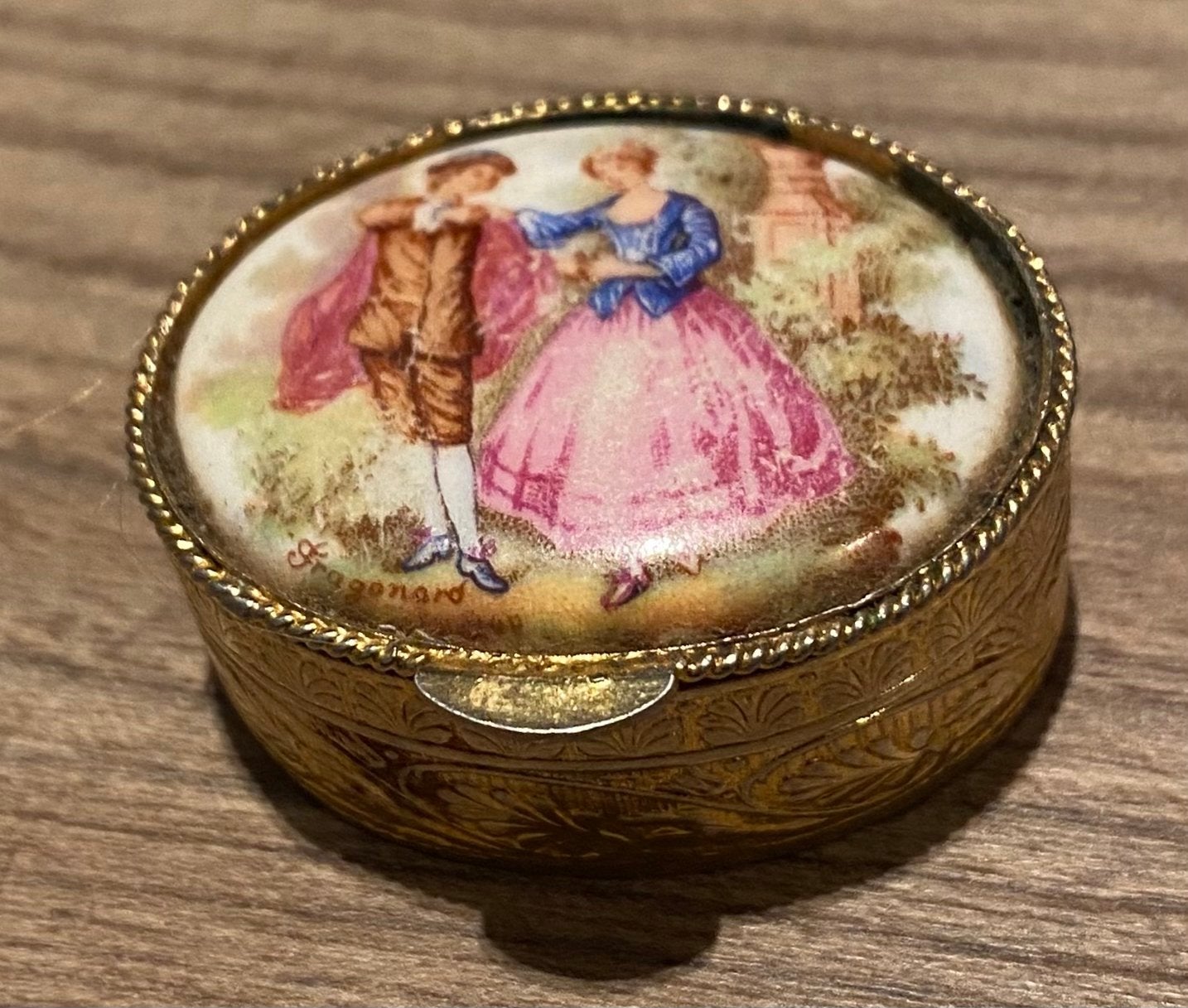 Vintage Fragonard Pillendoosje - Romantische Scène, Antiek en Kunst, Ophalen of Verzenden