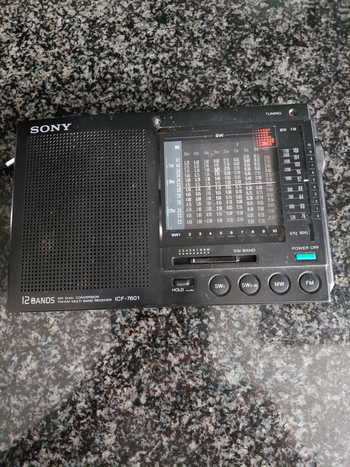 Sony ICF-7601 FM/MW/SW1-10 12-bands radio, Ophalen of Verzenden, Gebruikt, Wereldontvanger
