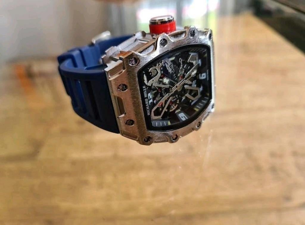 R.M.35-03 Blue Edition Skeleton 47mm rubberband, Overige merken, Staal, Polshorloge, Nieuw