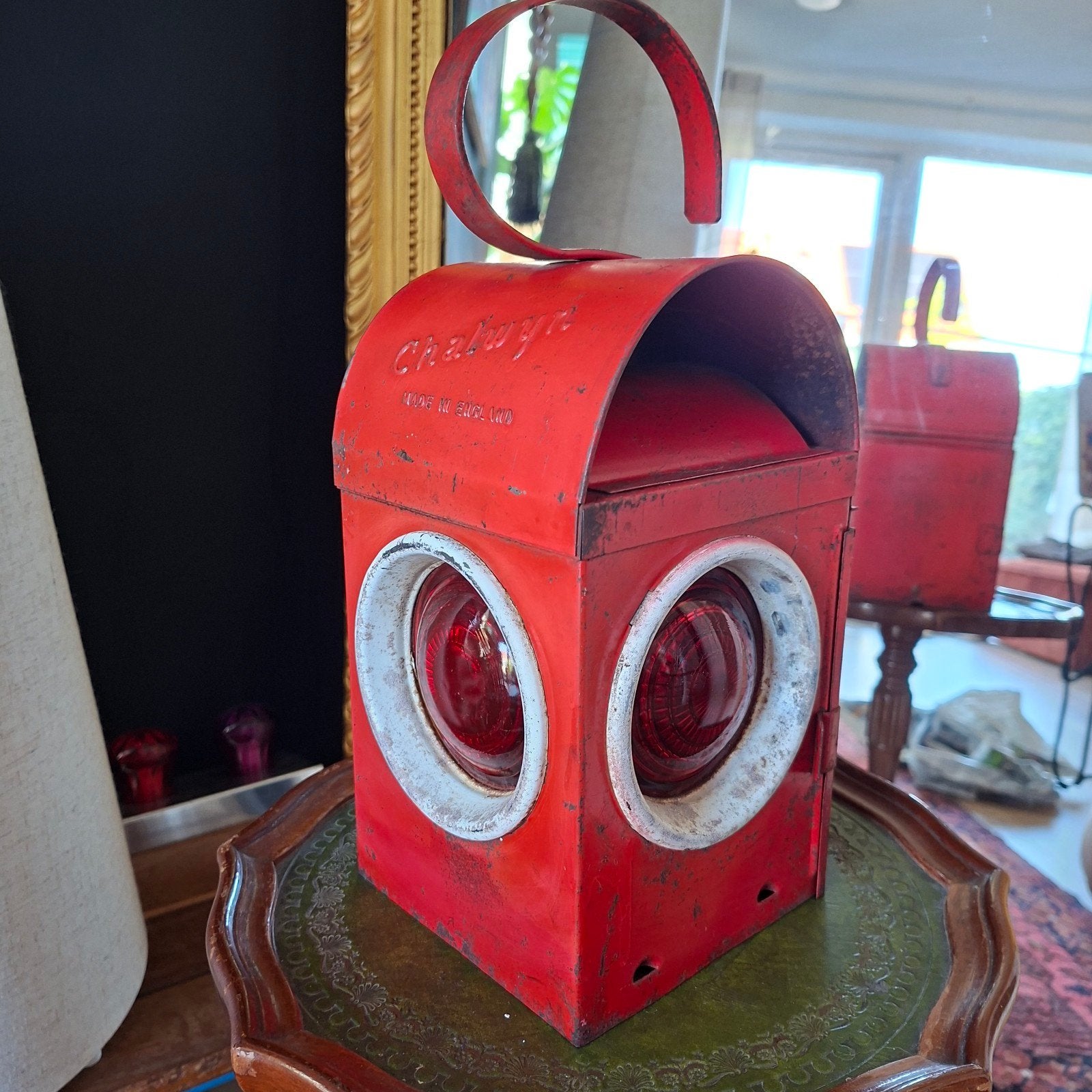 Sein lantaarn Engeland rood glas vintage  Chalwyn jaren 50, Ophalen of Verzenden