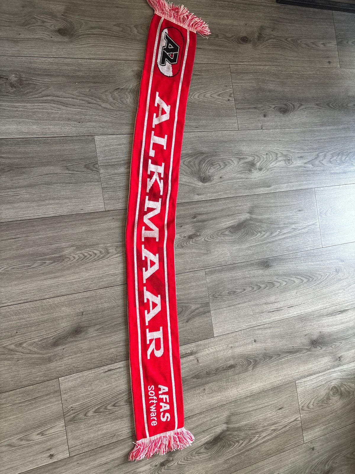 AZ Alkmaar Sjaal - Rood/Wit, Ophalen of Verzenden, Gedragen, Maat 46/48 (XL) of groter, Sjaal