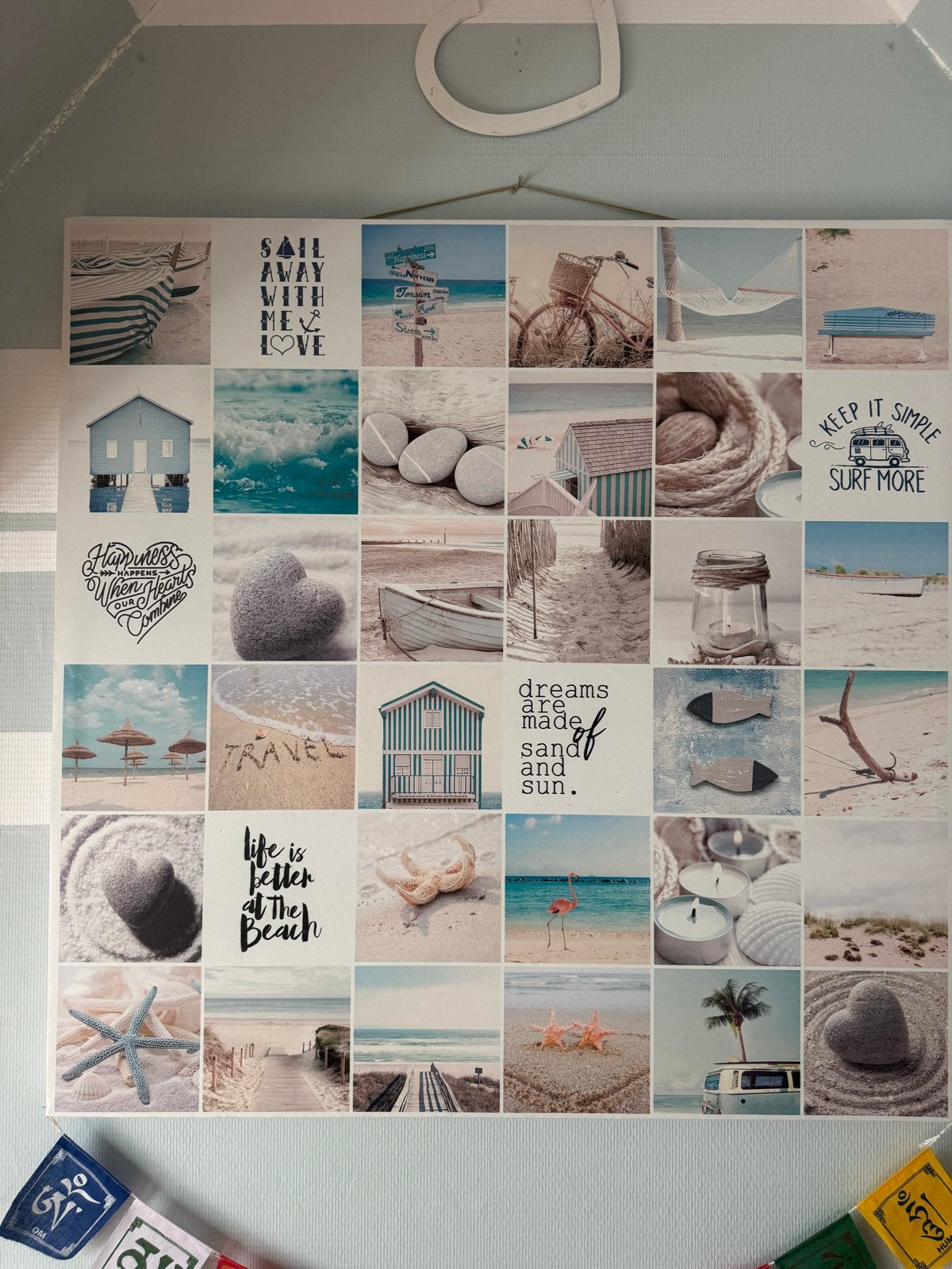 Wanddecoratie strand/zee thema, collage, Gebruikt, Hout, Meerkleurig, Ophalen of Verzenden