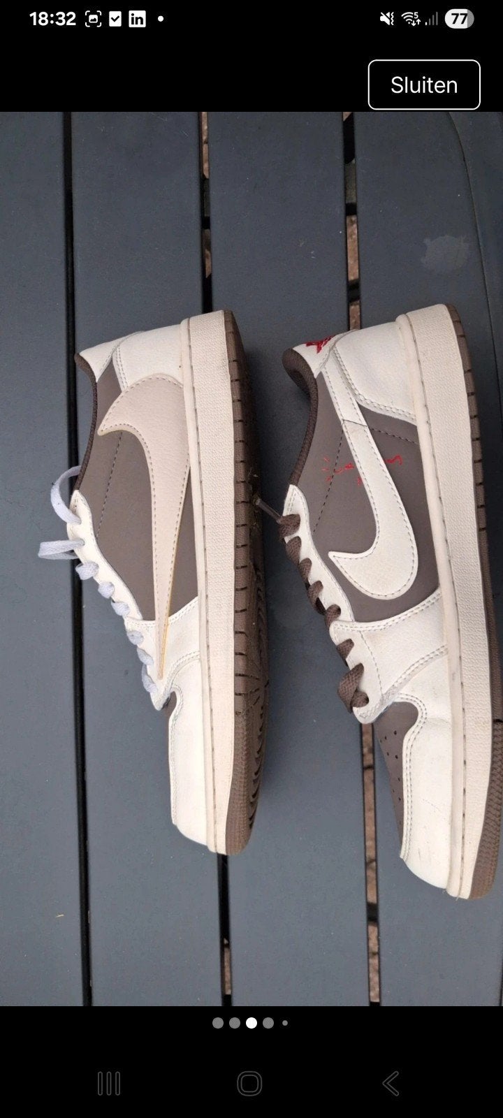Jordan one low Travis Scott mt 44, Overige kleuren, Ophalen of Verzenden, Zo goed als nieuw, Jordan