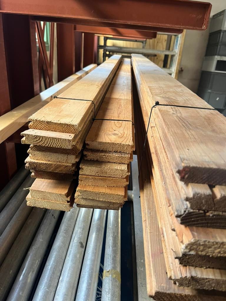 Houten planken mes en groef, Doe-het-zelf en Verbouw, Hout en Planken, Ophalen, Minder dan 25 mm, Zo goed als nieuw, Plank