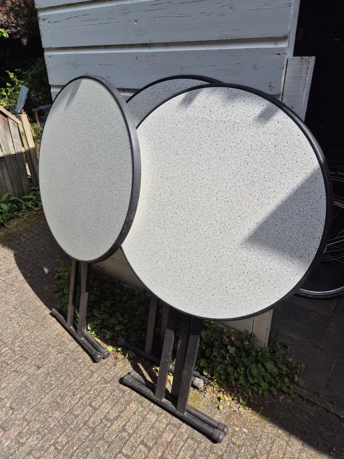 3 Statafels Zwart/Grijs 85cm - Gebruikt € 10,- p.s., Ophalen, Gebruikt