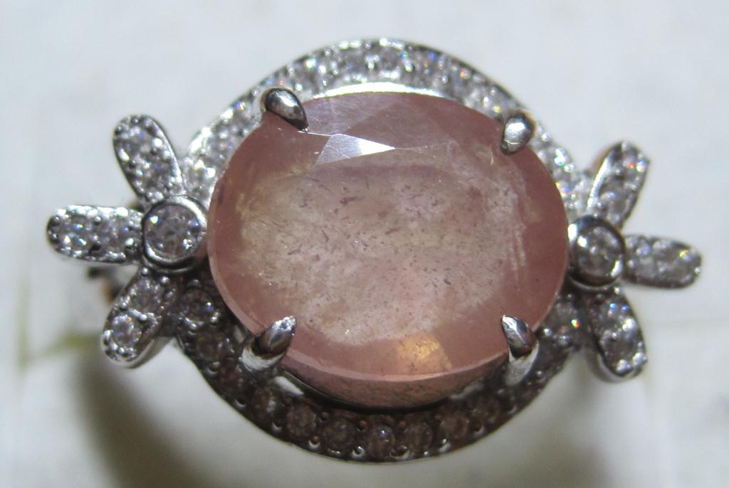 Saffier 4 krt %100 natuurlijk mooie design ring zeldzaam, Ophalen, Oranje, Zo goed als nieuw, 17 tot 18