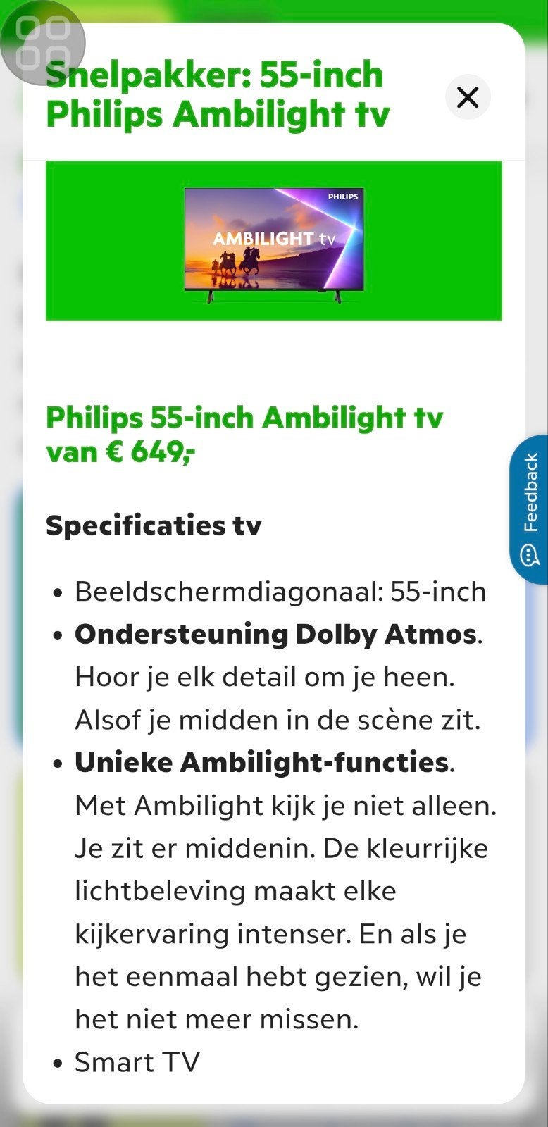 Philips Ambilight TV 55 inch - Zo goed als nieuw, Audio, Tv en Foto, Televisies, Ophalen, Philips, Zo goed als nieuw, 100 cm of meer