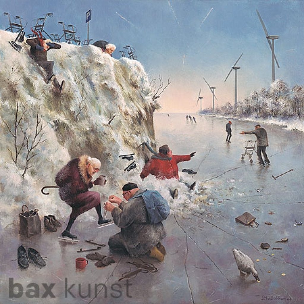 Reproduktie "IJspret" van Marius van Dokkum, Ophalen of Verzenden