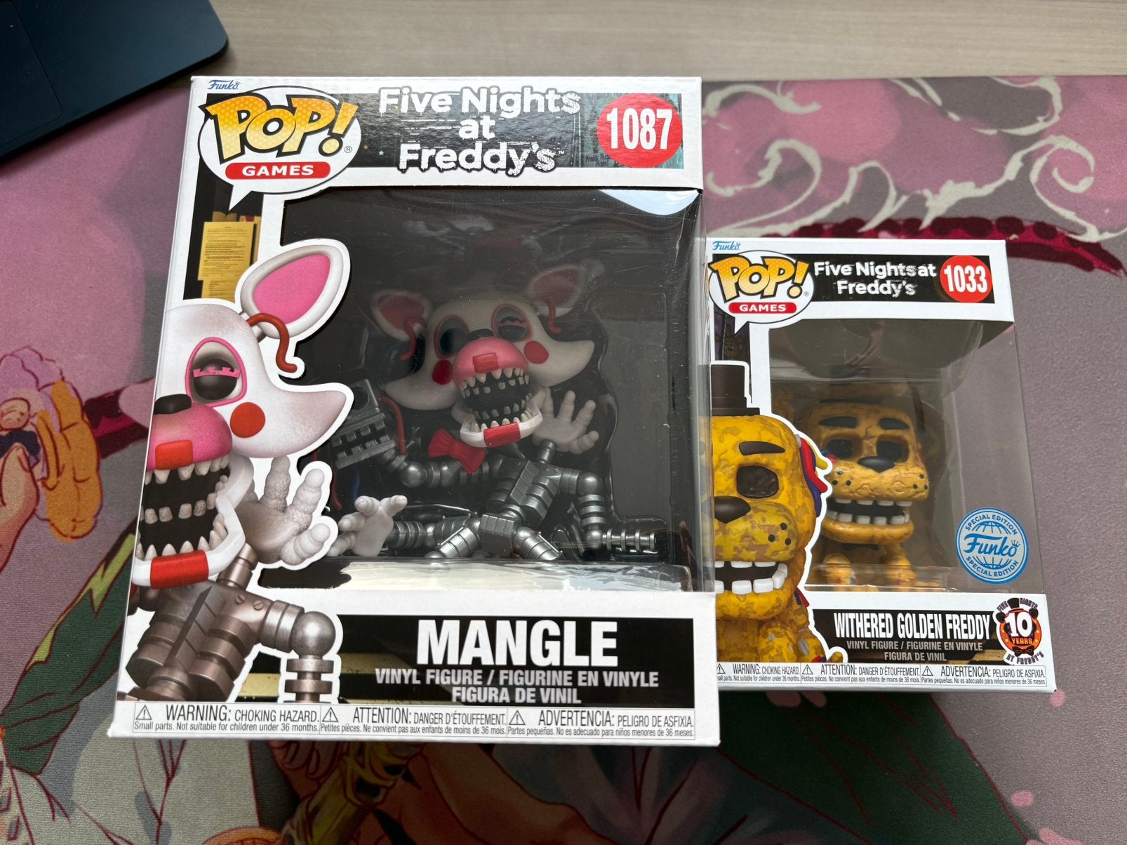 Funko Pop! FNAF Mangle #1087 & Withered Golden Freddy #1033, Funko Europe, Ophalen of Verzenden, Zo goed als nieuw, 4th floor, 1 Queen Caroline St, London W6 9YN, Verenigd Koninkrijk
