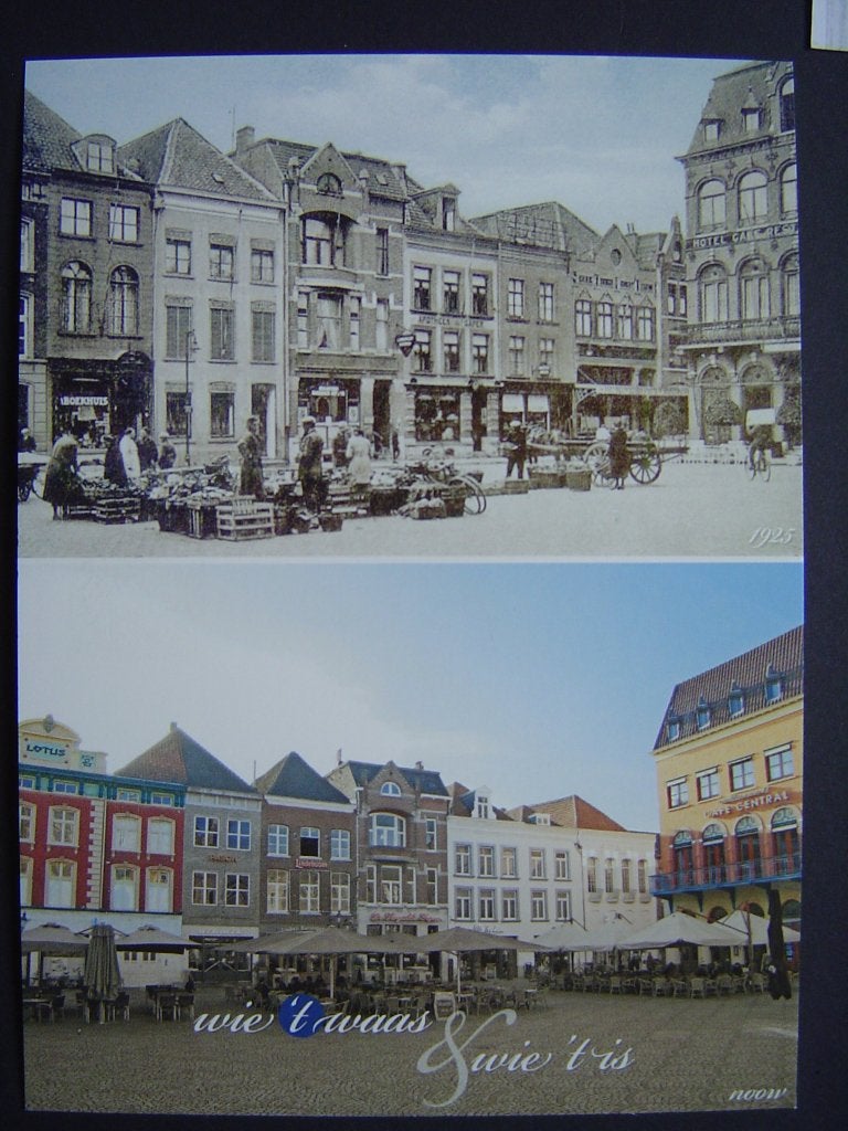 Venlo oud/nieuw Markt 1925 en nu, Ophalen of Verzenden, 1920 tot 1940, Limburg