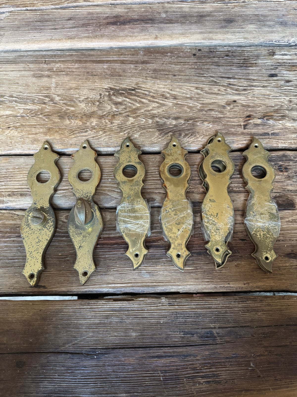 Antieke Messing Deurplaten - 5 sets | Brocante, Ophalen of Verzenden, Gebruikt, Koper of Messing, Overige typen