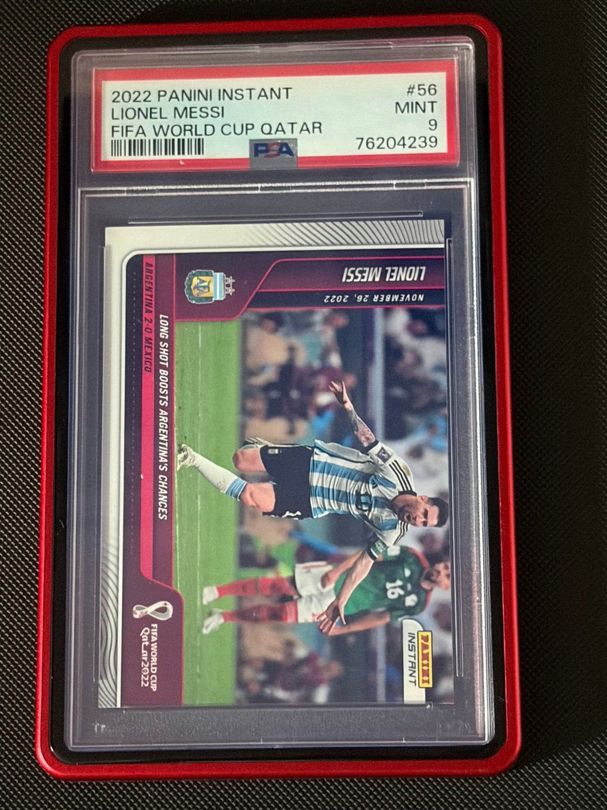 Messi panini instant 2022 #56 PSA9, Verzamelen, Ophalen of Verzenden, Zo goed als nieuw, Buitenlandse clubs, Poster, Plaatje of Sticker