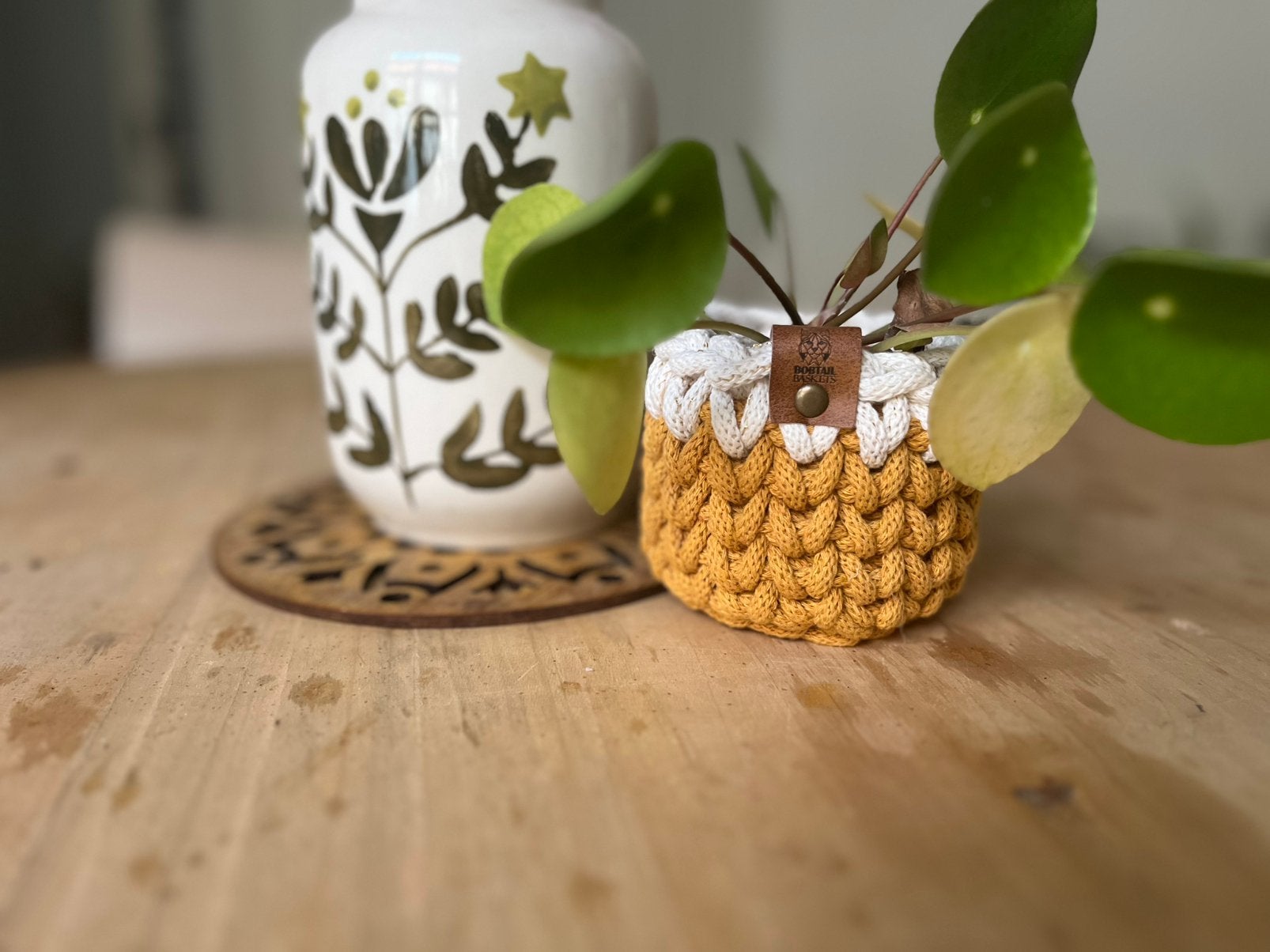 Plantenmand | mini | scandi, Mand, Textiel, Rond, Nieuw