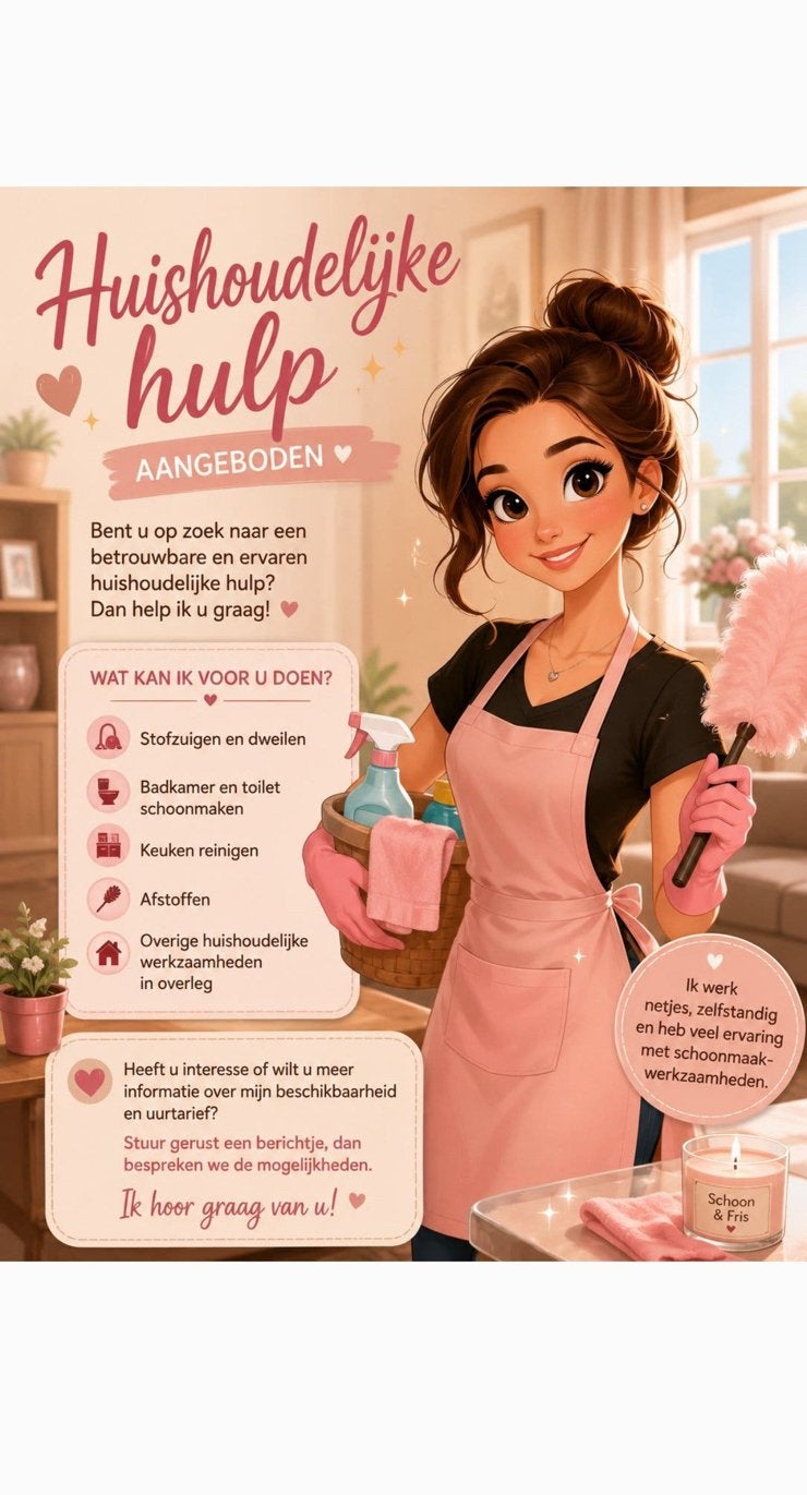 Schoonmaakster aangeboden, Vacatures, Vanaf 10 jaar, Overige vormen