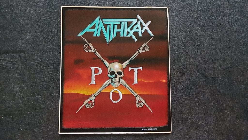 Anthrax vintage  1990 Pot sticker st37 -- 13x15.5 cm  metal, Ophalen of Verzenden, Nieuw, Overige typen