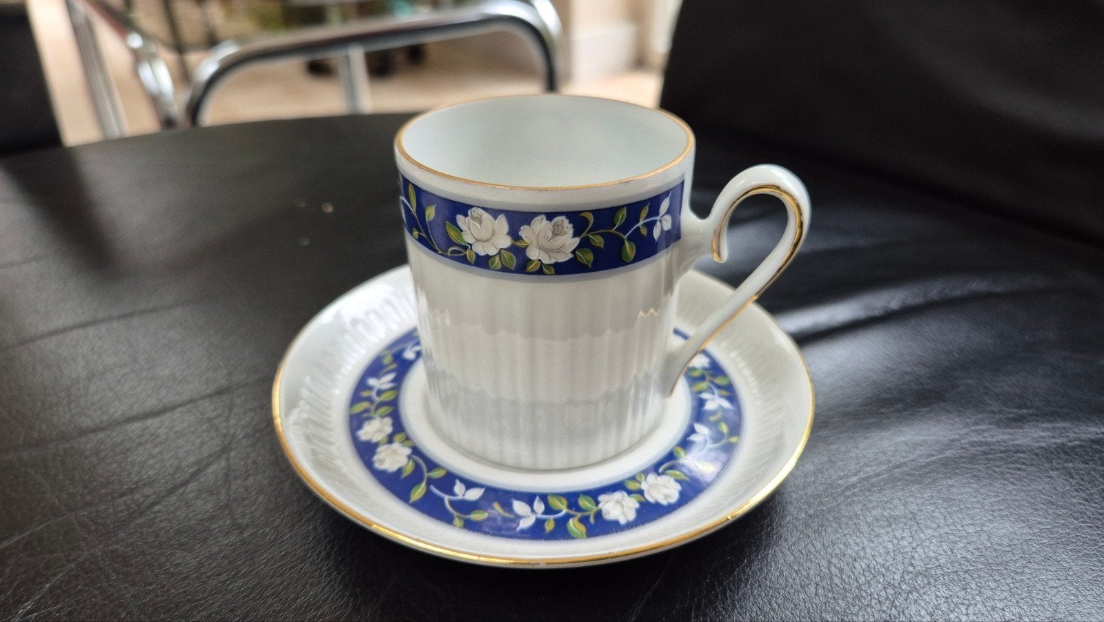 Vintage Rheinpfalz Hartporzellan koffiekopje met schotel, Antiek en Kunst, Ophalen of Verzenden