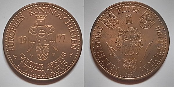 Nijmegen 1977 Koningsschieten, Postzegels en Munten, Penningen en Medailles, Verzenden, Overige materialen