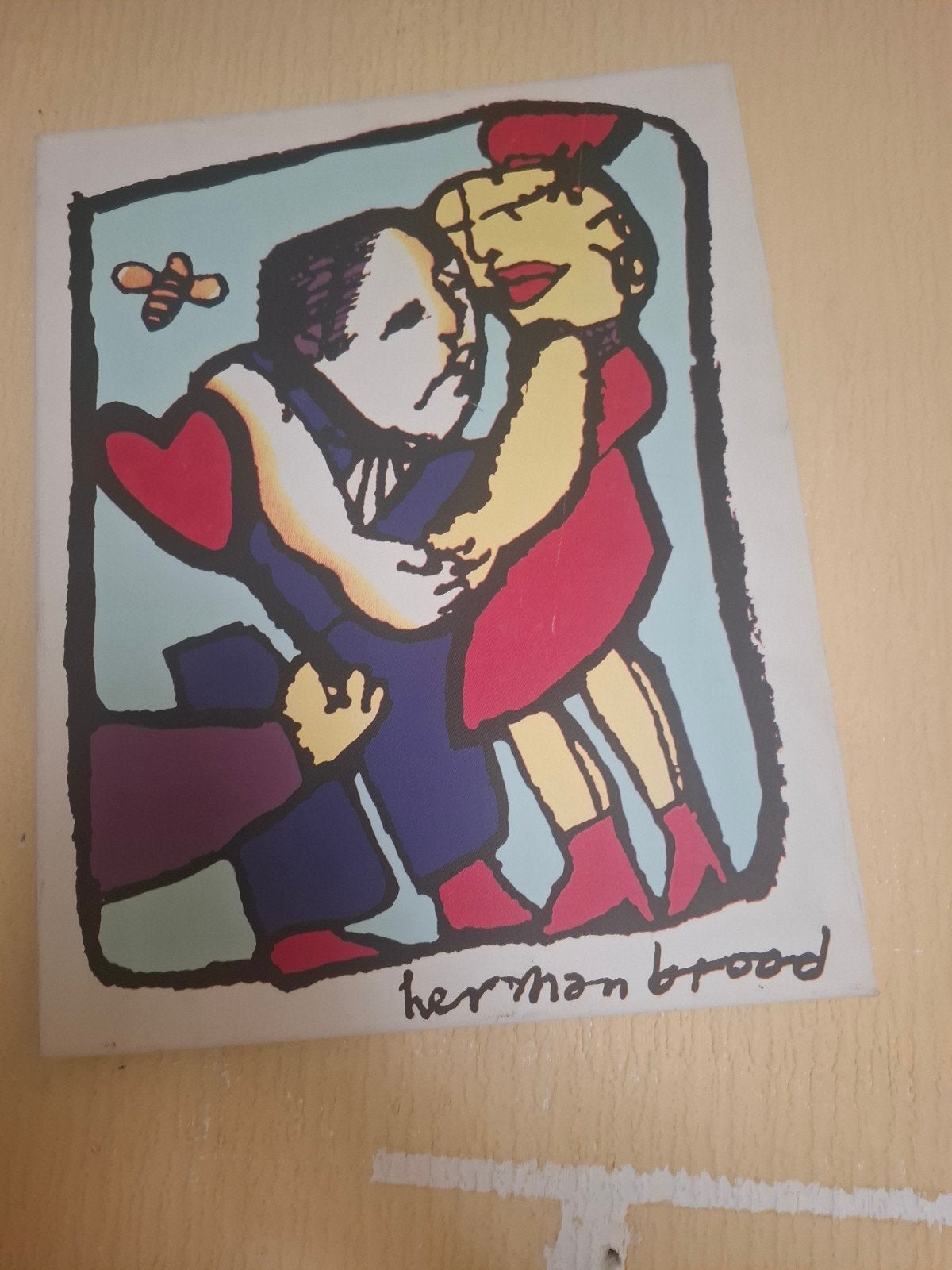 Herman Brood Kunstwerk - Liefdevol Paar met Bij, Antiek en Kunst, Kunst | Schilderijen | Modern, Ophalen